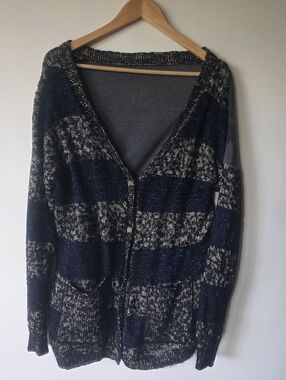 Funky Metallic Knit Cardigan With A Tiger Back
